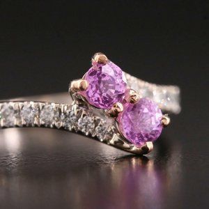 EVER US Designer Ring / 1.55 CT Pink Sapphire & Diamond Ring / 14K